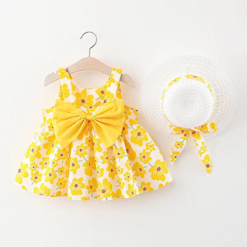 Summer Baby Girl Dress + Sun Hat