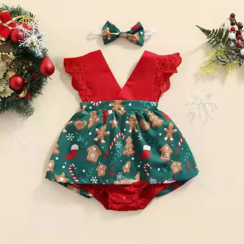 Red Flower Baby Girl Dress Set