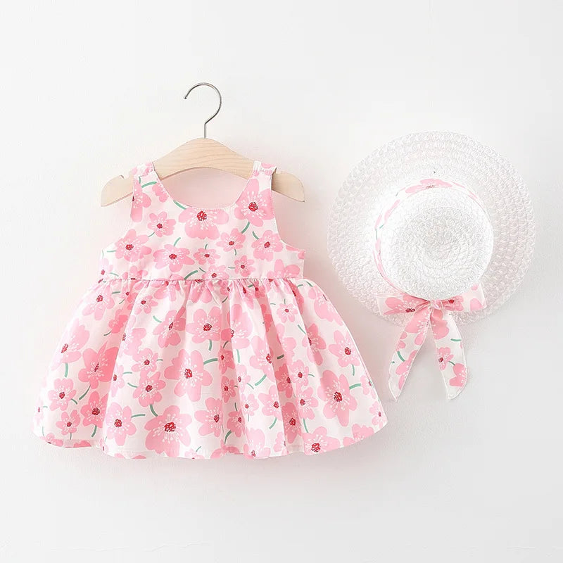 Summer Baby Girl Dress + Sun Hat