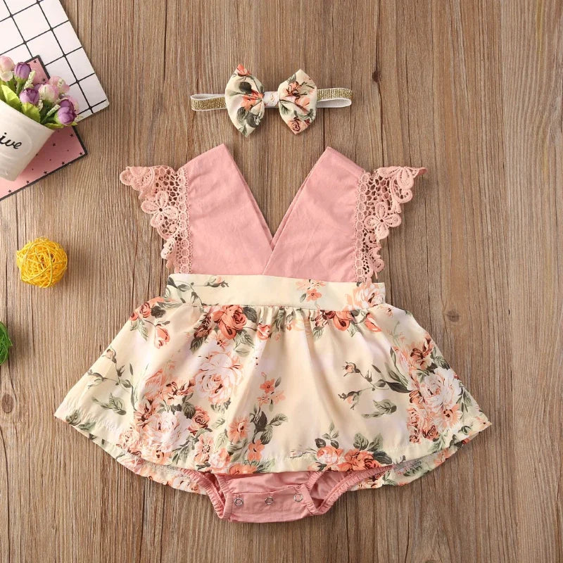 Red Flower Baby Girl Dress Set