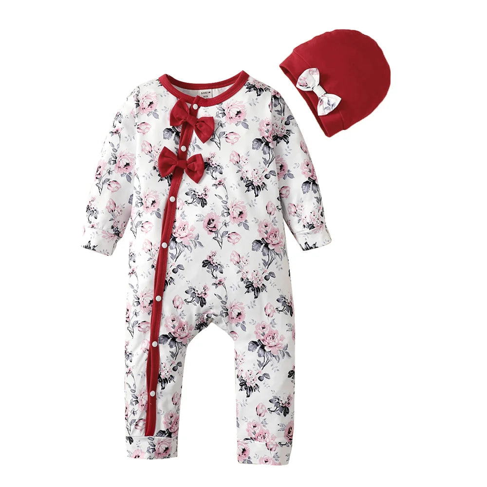 Baby Girl Flower Romper with Hat