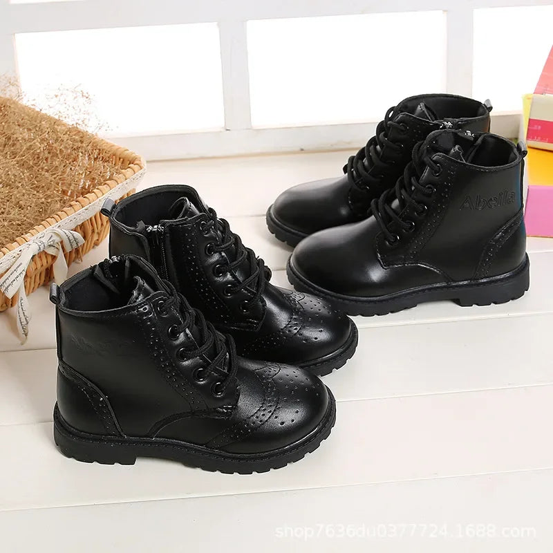 Kids Ankle Leather Boots