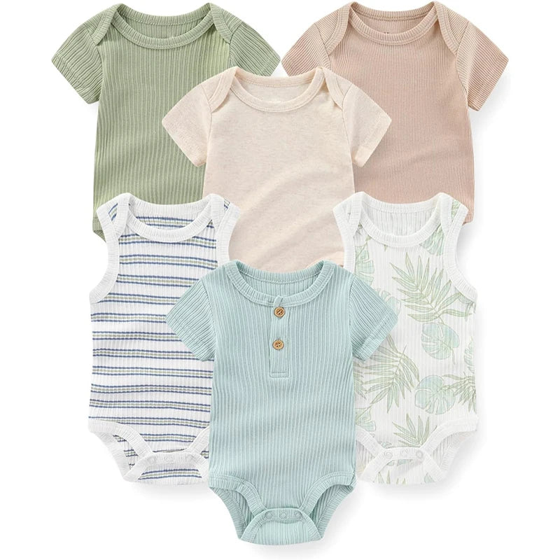 Fashion Baby Boy Girl Bodysuits 6-Pack Casual Cotton Soft Infants Outfit New born Clothes