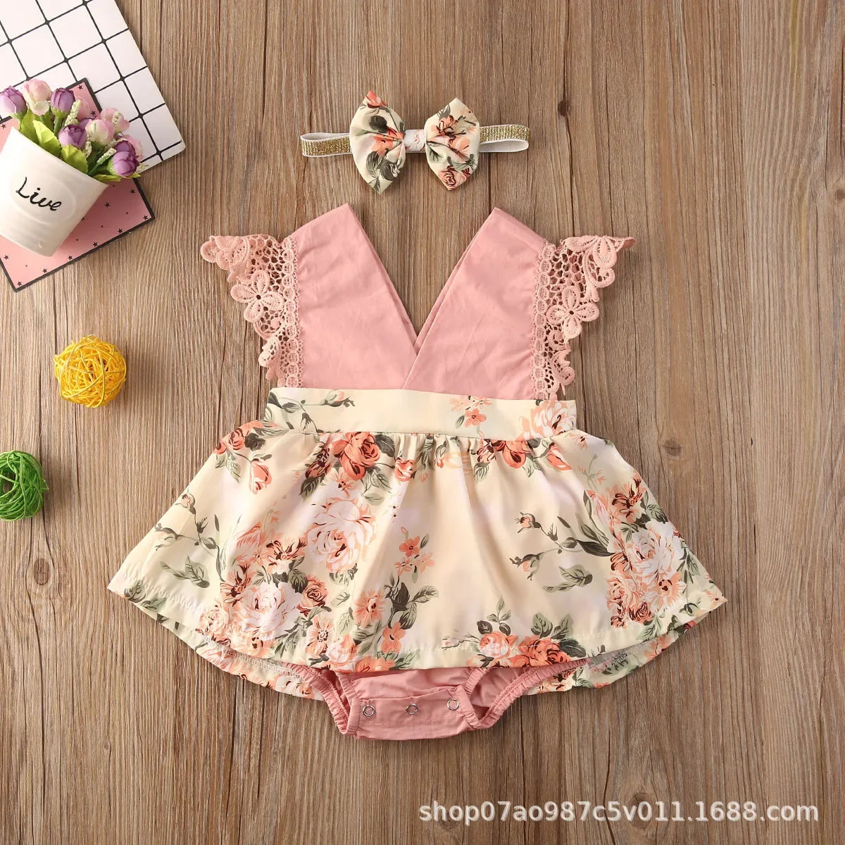 Red Flower Baby Girl Dress Set