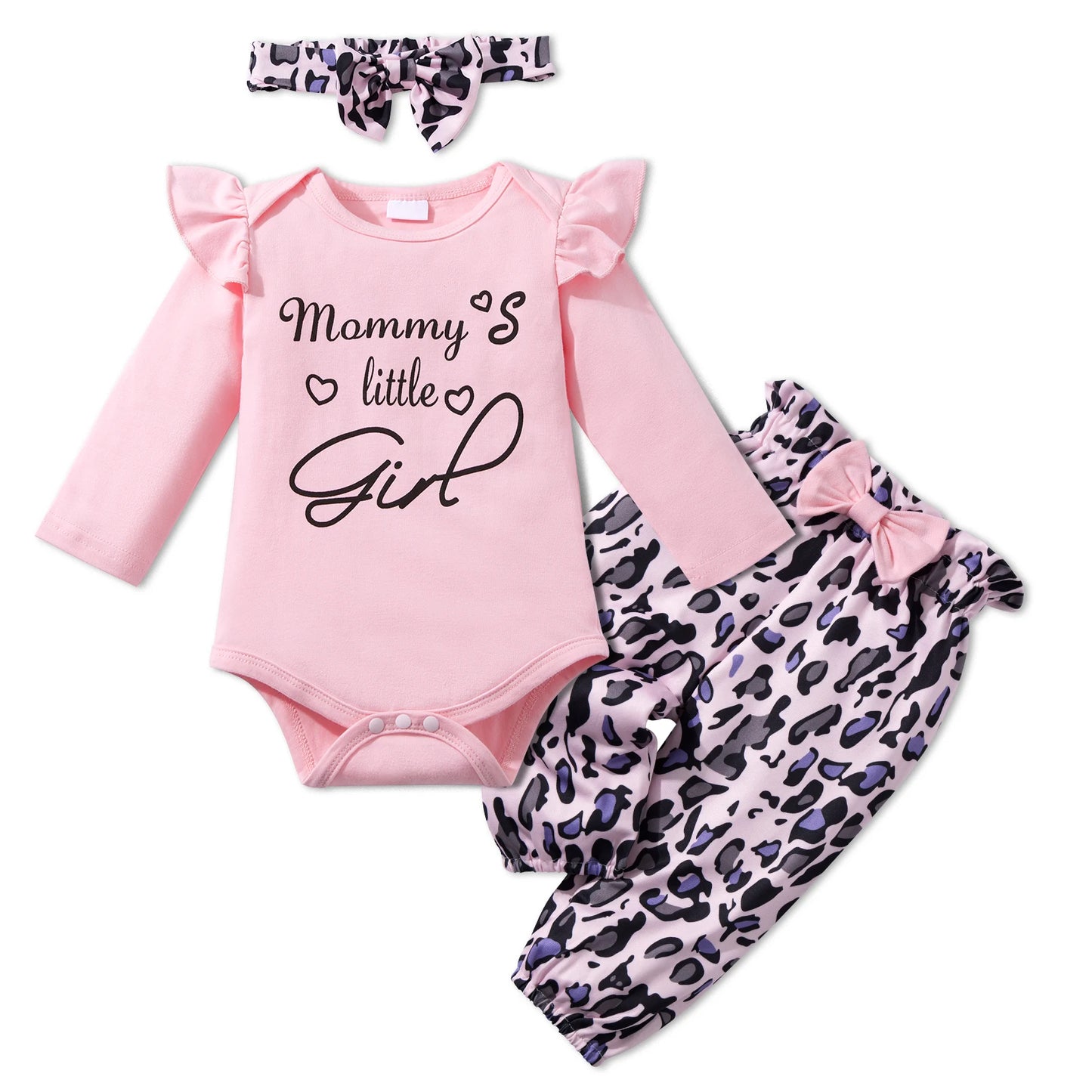 Jlong Infant Girl Floral Bodysuit + Pants + Headband Set 3 Pcs Newborn Baby Girl Clothes Baby Girl Rompers Outfits 0-12 Months