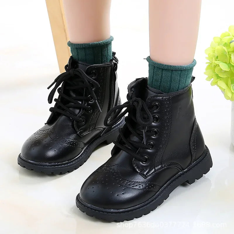 Kids Ankle Leather Boots