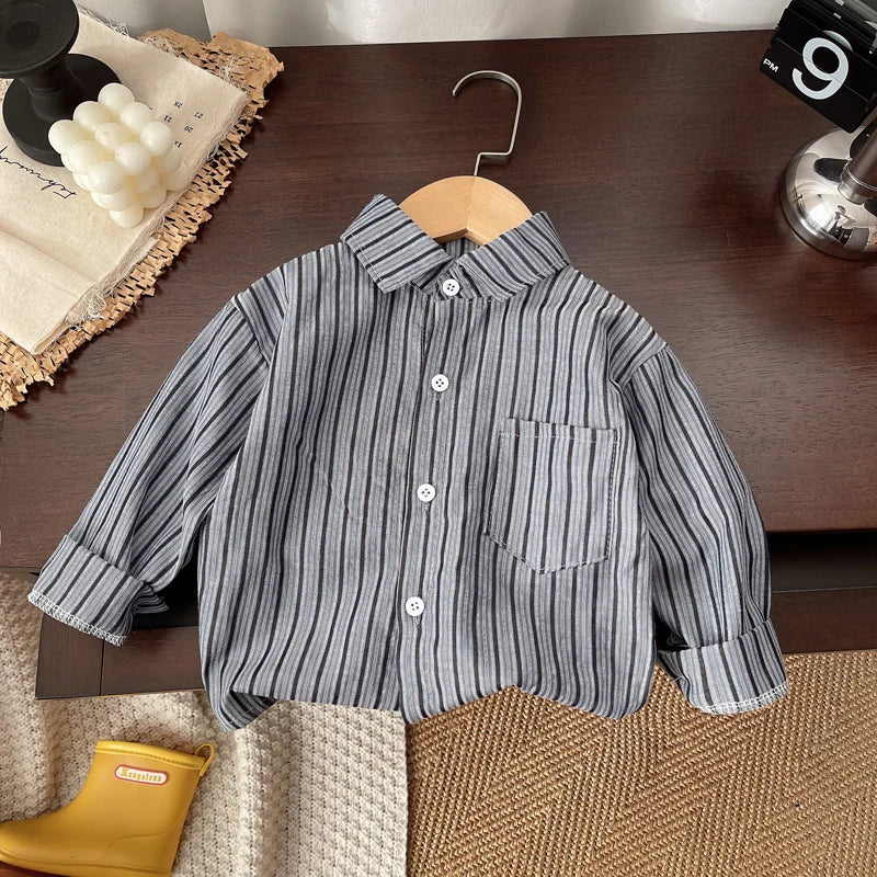 IENENS Kids Shirt Clothes Spring Thin Blouses Clothing Infant Boy Plaid Cotton Tops 1 2 3 4 Years Kids Long Sleeves Shirt