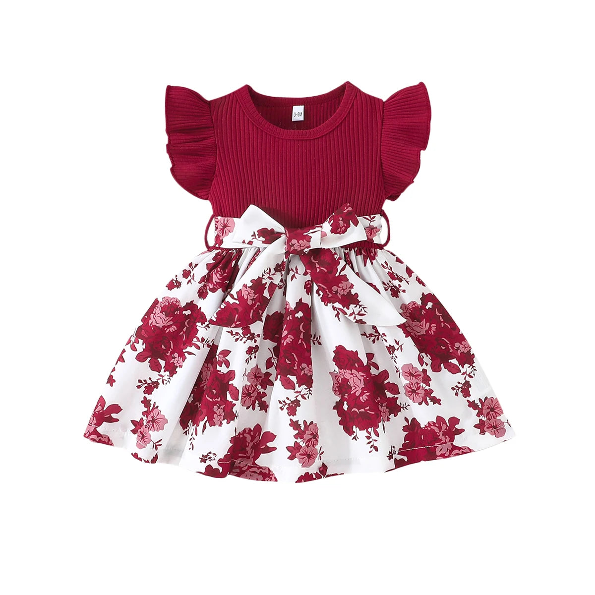 Butterfly Sleeve Floral Princess Dress for Baby Girls