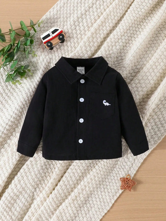 Autumn Baby Boy Dinosaur Embroidered Shirt