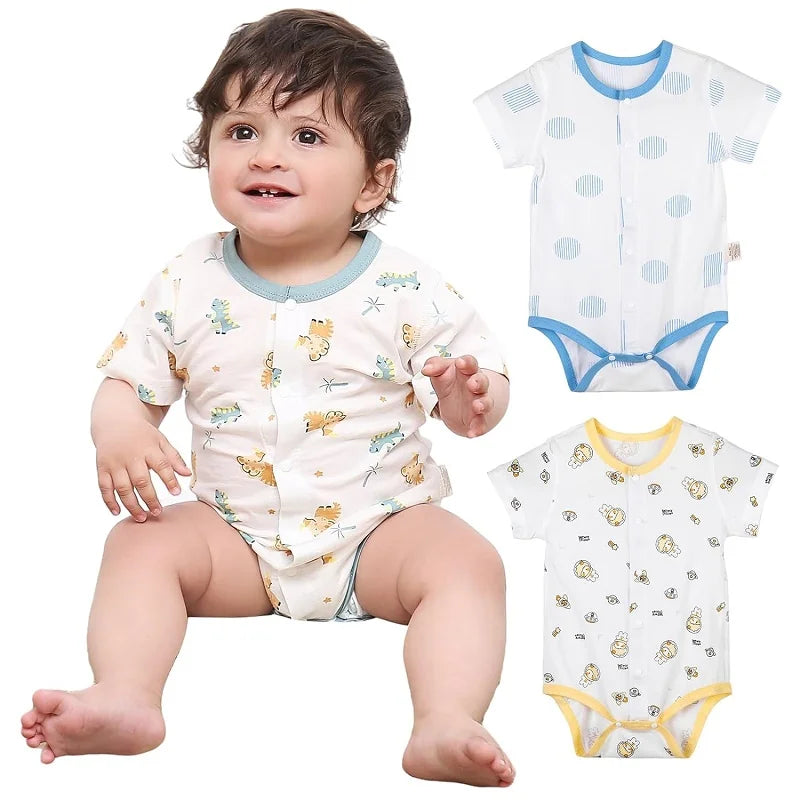 MICHLEY 3PCS Newborn Cotton Baby Bodysuit Body Short-Sleeve Long-Sleeve Romper Clothes Jumpsuit Costume For Kids Girls Boys