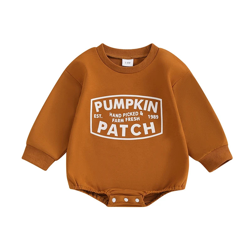 Infant Halloween Costume Jumpsuit with Pumpkin Print and Ruffle Detail Baby Girl Boy Fall Outfit for Newborns