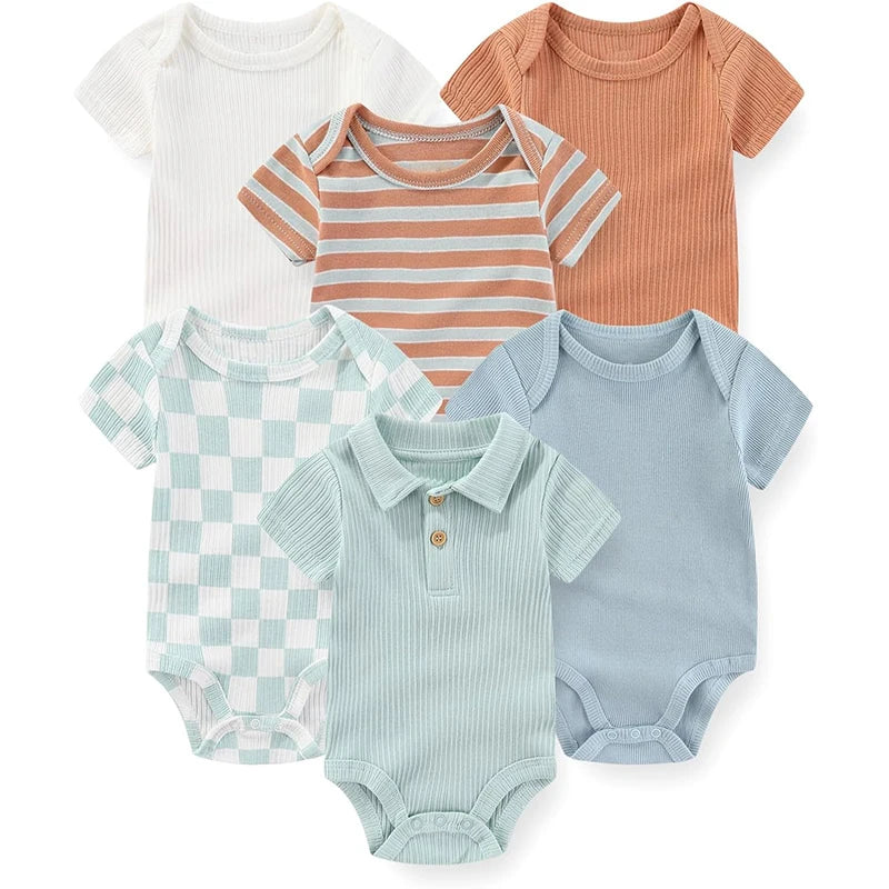 Fashion Baby Boy Girl Bodysuits 6-Pack Casual Cotton Soft Infants Outfit New born Clothes